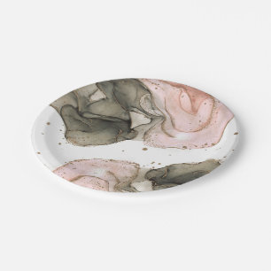 Ethereal Moody Pink Black Gold Inky Fantasy Glam Paper Plates