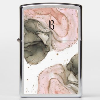Ethereal Moody Pink Black Gold Inky Glam Zippo Lighter by printabledigidesigns at Zazzle