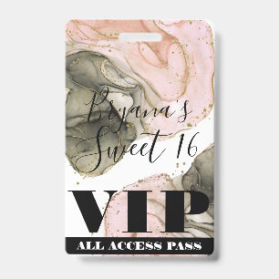 Ethereal Moody Pink Black Gold VIP Party Pass Badge