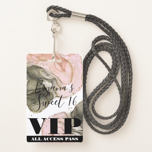Ethereal Moody Pink Black Gold VIP Party Pass Badge