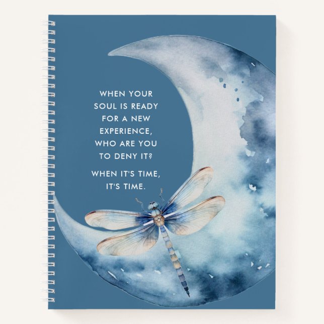 Ethereal Moon and Dragonfly Journaling Prompts Notebook (Front)