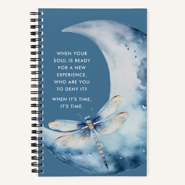 Ethereal Moon and Dragonfly Journaling Prompts Notebook (Front)
