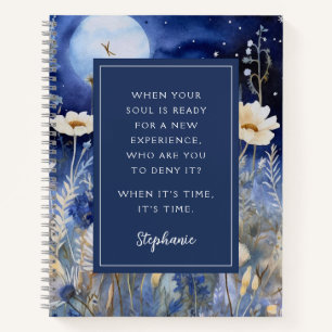 Ethereal Moon and Wildflowers Motivational  Notebook