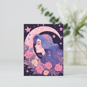 Ethereal Moon Goddess Illustration Postcard