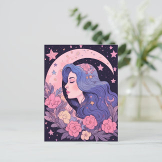 Ethereal Moon Goddess Illustration Postcard
