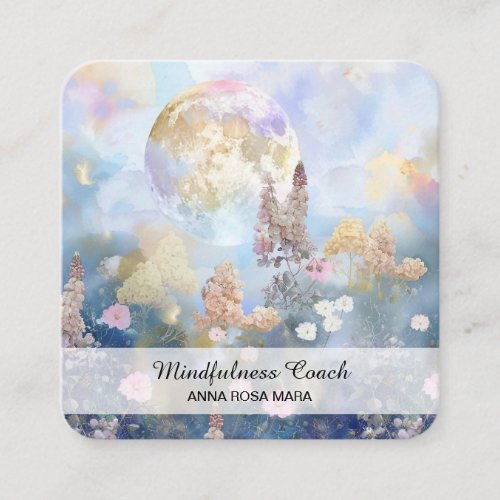  Ethereal Moon Lavender Flowers QR Floral AP70 Square Business Card