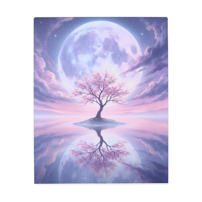 ethereal moon tree island metal print (Front)