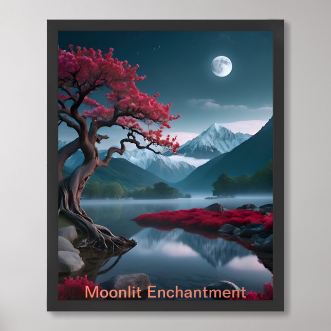 Ethereal Moonlight: A Mystical Night Framed Art (Framed Front)