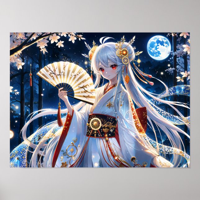 Ethereal Moonlight Fan Dance Poster (Front)