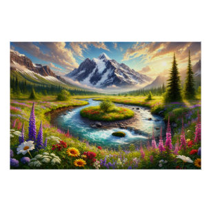 Ethereal Mountain Escape - Nature's Symphony Poster