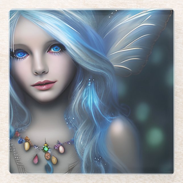 Ethereal Mystical Fairy Girl Glass Coaster (Front)