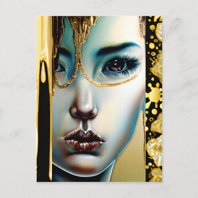 Ethereal Mystical Goddess in Gold Postcard (Front)