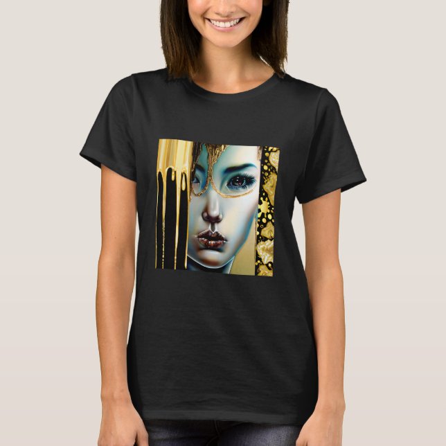 Ethereal Mystical Goddess in Gold T-Shirt (Front)