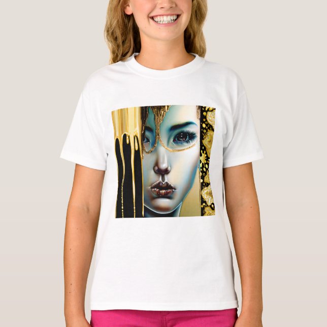 Ethereal Mystical Goddess in Gold T-Shirt (Front)