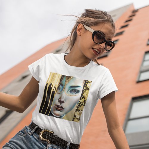 Ethereal Mystical Goddess in Gold T_Shirt
