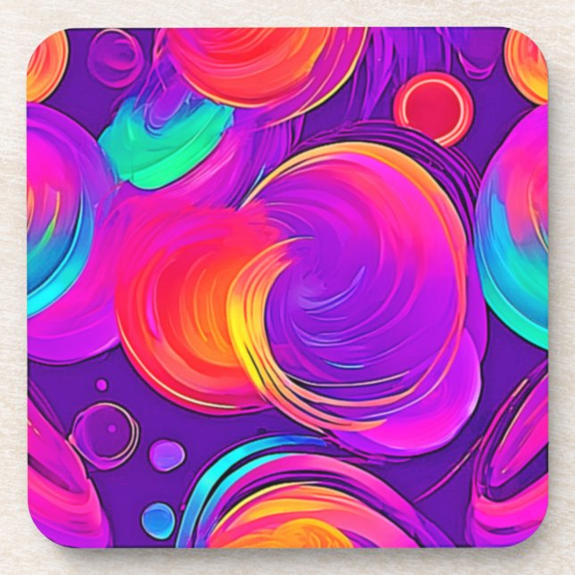  Ethereal Neon: Abstract Dreams Beverage Coaster (Front)