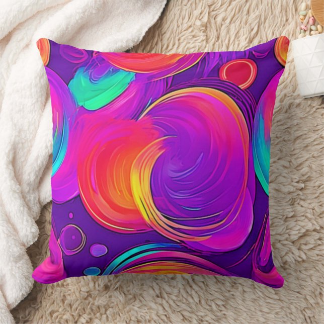  Ethereal Neon: Abstract Dreams Throw Pillow (Blanket)