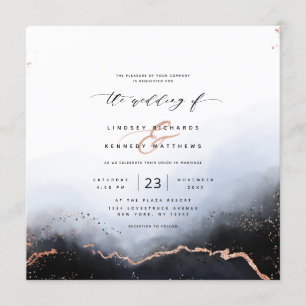 Ethereal Ombre Dusty Blue Luxury Square Wedding Invitation