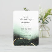 Ethereal Ombre Emerald Gold Foil Script Wedding Invitation (Standing Front)
