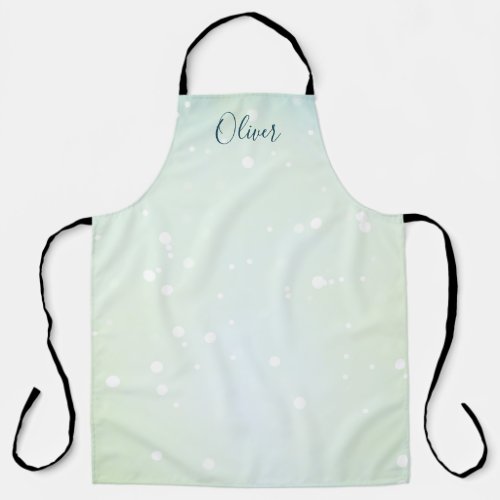 Ethereal Pale Green Bokeh Galaxy with Name Apron