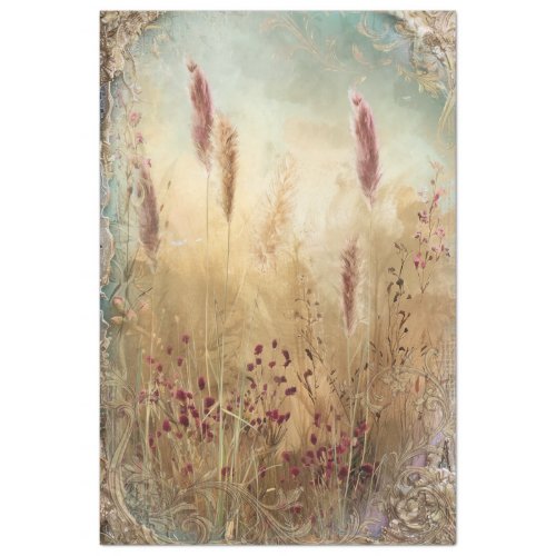 Ethereal Pampas Grass Field Mixed media effect Tissue Paper