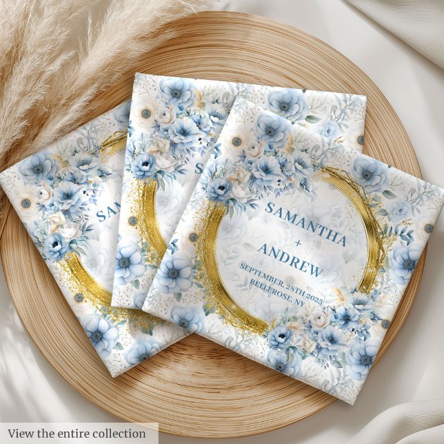 Ethereal Pastel Blue Sparkle Blooms Wedding Napkin (Ethereal Pastel Blue Sparkle Blooms Wedding Napkins)