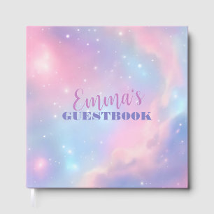 Ethereal Pastel Cosmic Galaxy Starry Night Foil Guest Book
