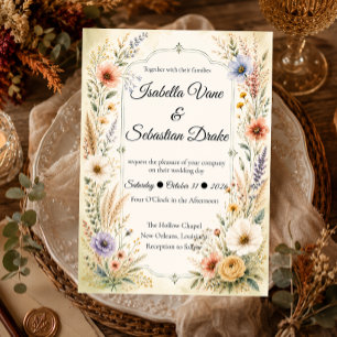 Ethereal Pastel Wildflower Romance Wedding Invitation