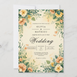 Ethereal Peach Floral Arch Wedding Invitation