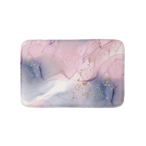 Ethereal Periwinkle Pink  Gold Inky Fantasy Glam Bath Mat