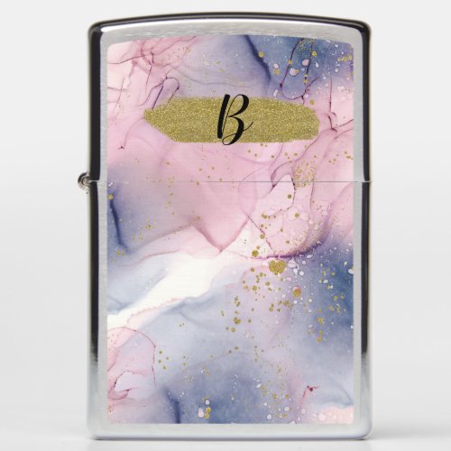 Ethereal Periwinkle Pink  Gold Inky Fantasy Glam Zippo Lighter