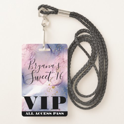 Ethereal Periwinkle Pink Gold Inky Fantasy VIP  Badge