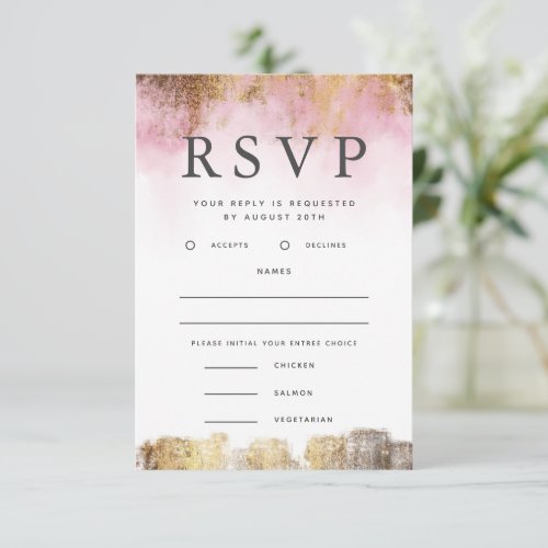 Ethereal Pink and Gold RSVP with Meal Choice