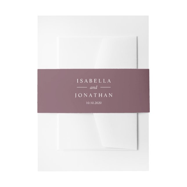 Ethereal pink | burgundy  wedding classic monogram invitation belly band (Front Example)