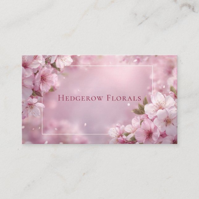 Ethereal Pink Cherry Blossom Soft Focus Floral Business Card (Front)