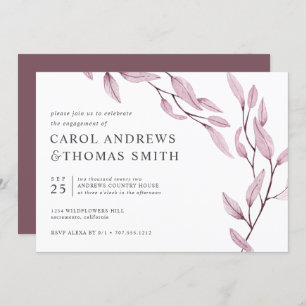 Ethereal Pink   Chic Botanical Engagement Party Invitation
