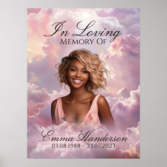 Ethereal Pink Clouds Memorial Welcome Sign (Front)