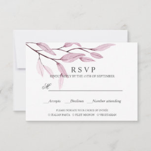 Ethereal Pink WEDDING RSVP MEAL CHOICE