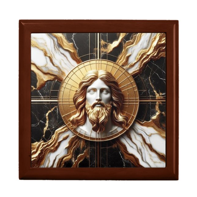 Ethereal Presence Face of Jesus Carved in Marble Gift Box (Front)
