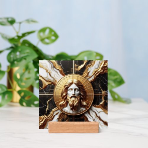 Ethereal Presence Face of Jesus Carved in Marble Holder