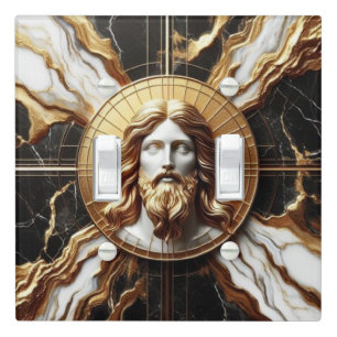 Ethereal Presence Face of Jesus Carved in Marble Light Switch Cover