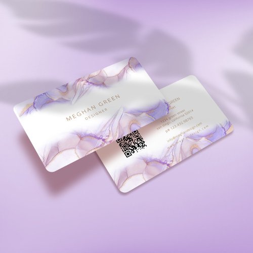 Ethereal Purple Alcohol Ink Modern Business Card