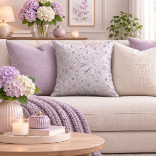 Ethereal Purple And White Blooms Throw Pillow