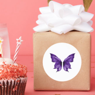 Ethereal Purple Butterfly Aesthetic Die-Cut Classic Round Sticker
