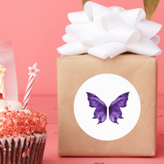 Ethereal Purple Butterfly Aesthetic Die-Cut  Classic Round Sticker (Party)