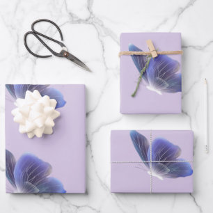Ethereal Purple Butterfly Aesthetic Gift Wrapping Paper Sheets
