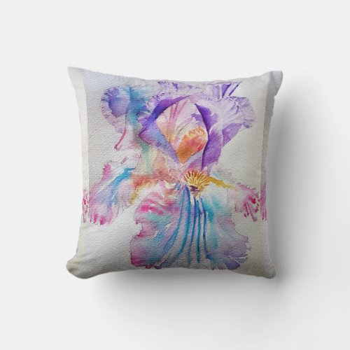 Ethereal Purple Iris Watercolour floral Cushion