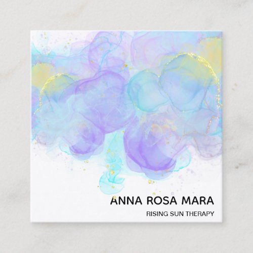 ** Ethereal  QR .  AP46 Gold Glitter Logo Abstract Square Business Card