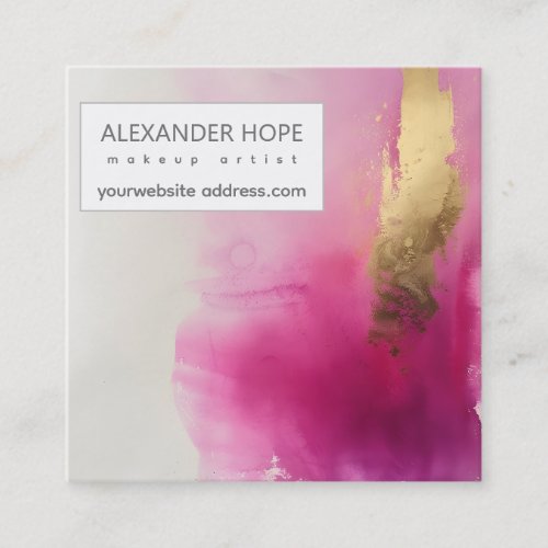 Ethereal Radiance  Pink  Gold Square Business Card