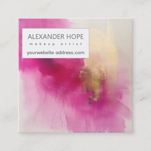 Ethereal Radiance  Pink  Gold Square Business Card